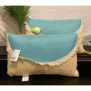 2 18‎ x 10 teal and tan Decorative Pillows